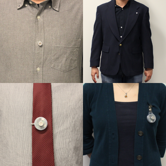 Various configurations of people wearing Opo tags
